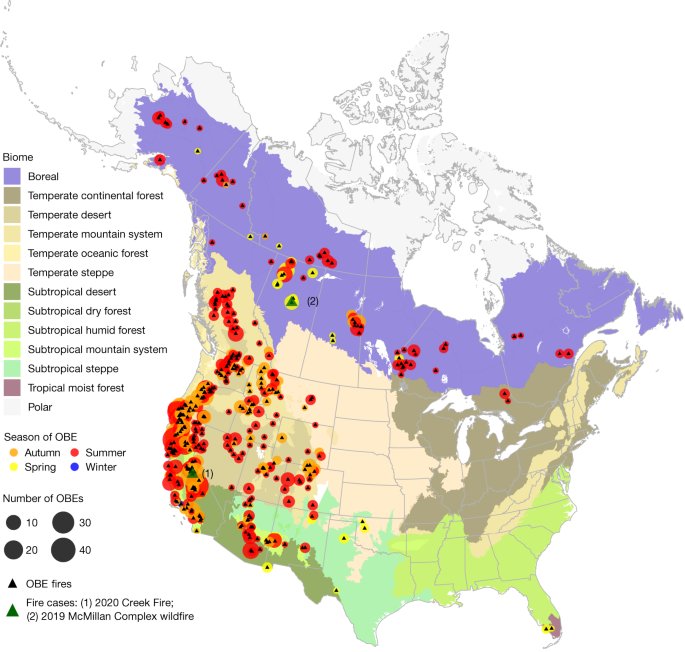 Drought triggers and sustains overnight fires in North America